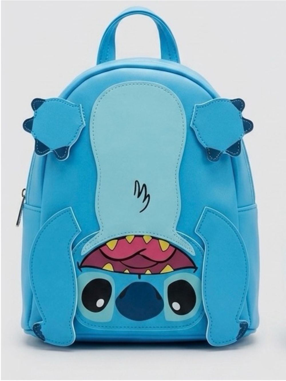 Disney Stitch Mini Backpack - Blue Faux Leather Book Bag - Brand New